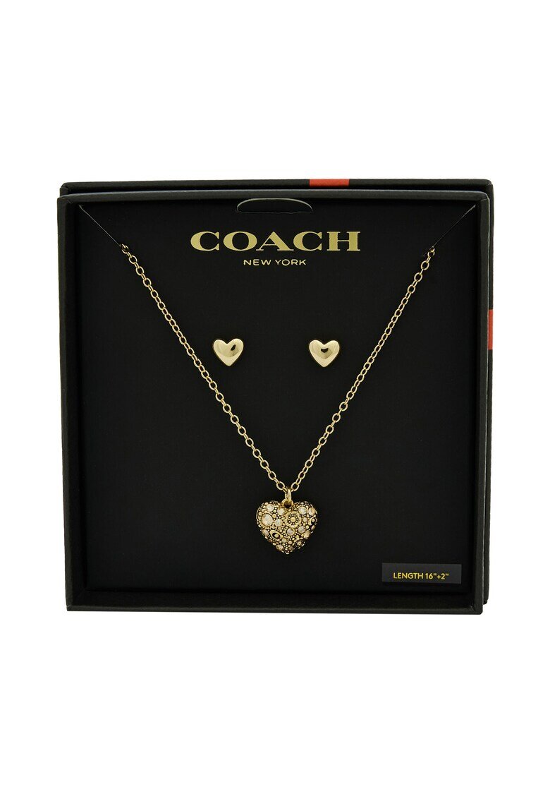 Coach Комплект дамски бижута - обеци и колие - златист