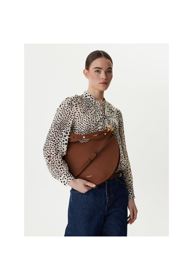 COCCINELLE Дамска чанта - естествена кожа - кафява - One Size INTL - комплект с подвижна презрамка и дръжки