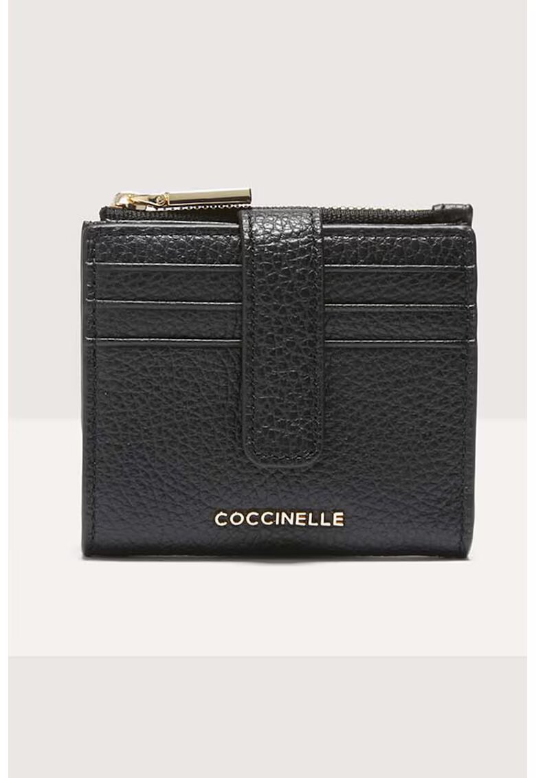 COCCINELLE Кожен калъф за карти с лого - Черен