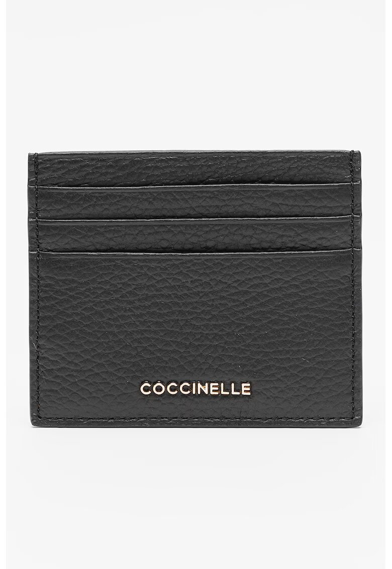 COCCINELLE Кожен калъф за карти с петнист ефект - Черен