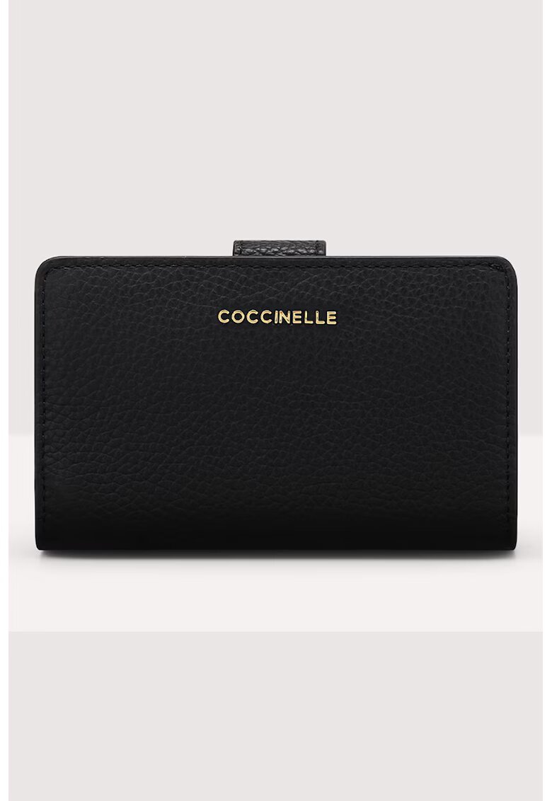 COCCINELLE Кожен портфейл с релеф - Черен