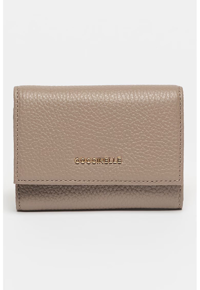 COCCINELLE Кожен портфейл с тройно прегъване - Сиво-кафяв