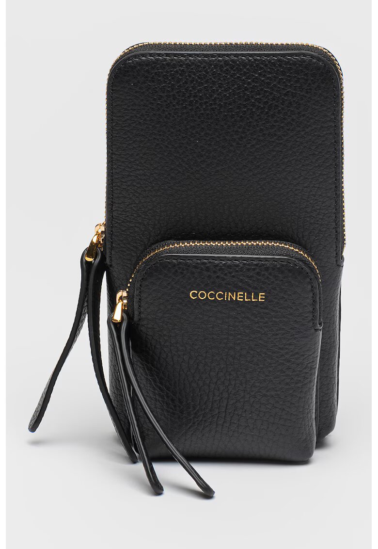 COCCINELLE Кожена чанта за телефон Pixie - Черен