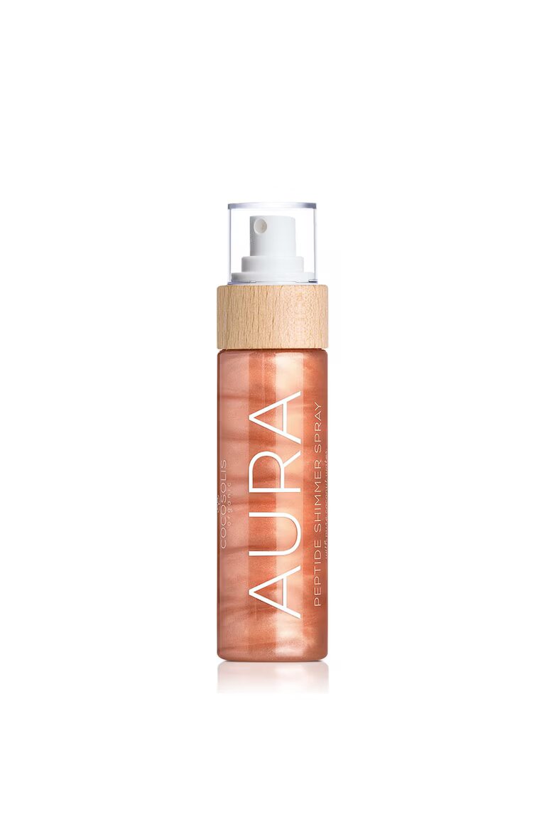 COCOSOLIS Натурален озаряващ спрей с пептиди за лице тяло и коса. AURA Peptide Shimmer Spray 100 ml Малина 100 мл