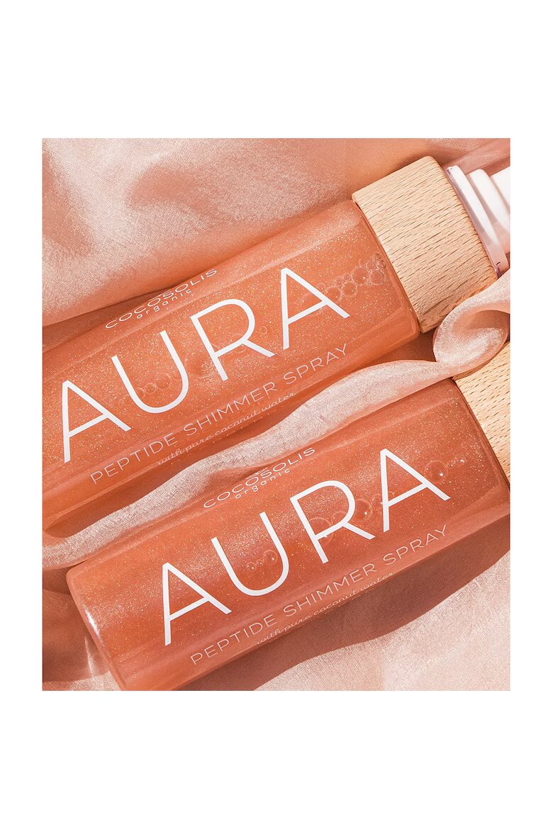COCOSOLIS Натурален озаряващ спрей с пептиди за лице тяло и коса. AURA Peptide Shimmer Spray 100 ml Малина 100 мл