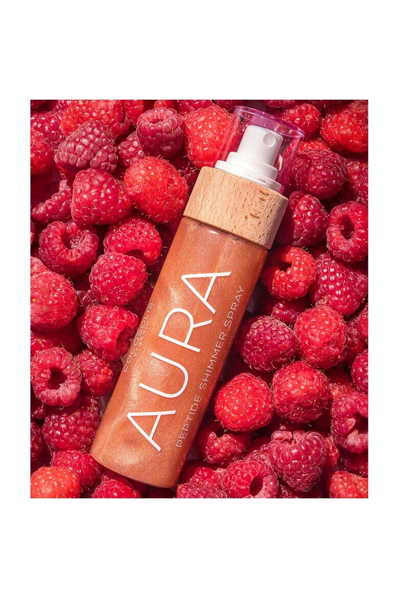 COCOSOLIS Натурален озаряващ спрей с пептиди за лице тяло и коса. AURA Peptide Shimmer Spray 100 ml Малина 100 мл