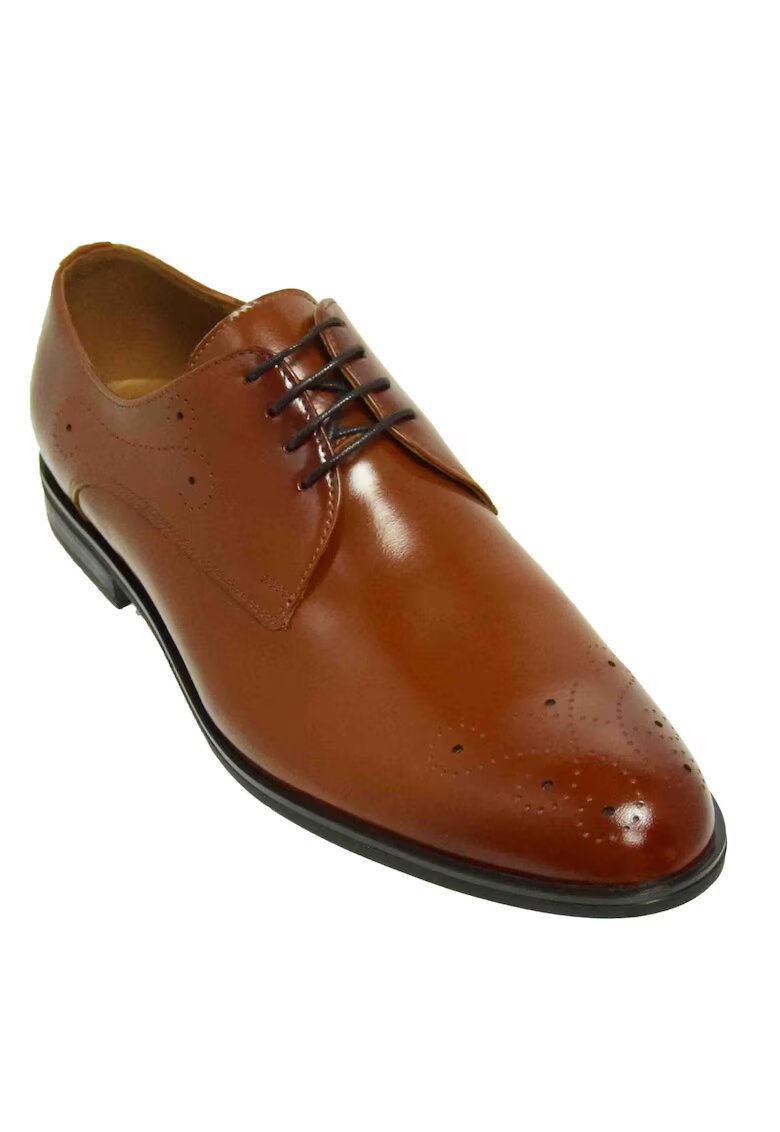 Conhpol Елегантни мъжки обувки Co55 - Floral Cognac Brown