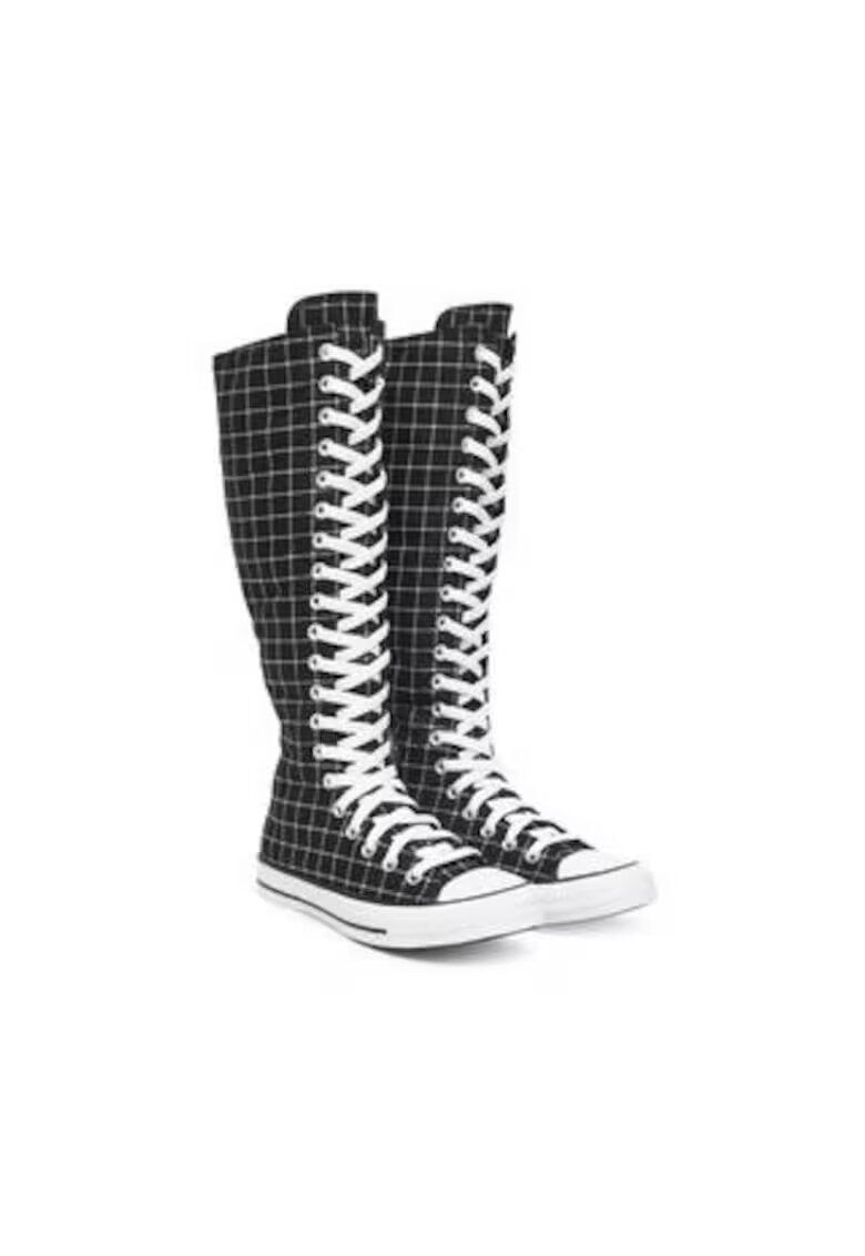 Converse Дълги дамски кецове на карета - текстил - бял/черен