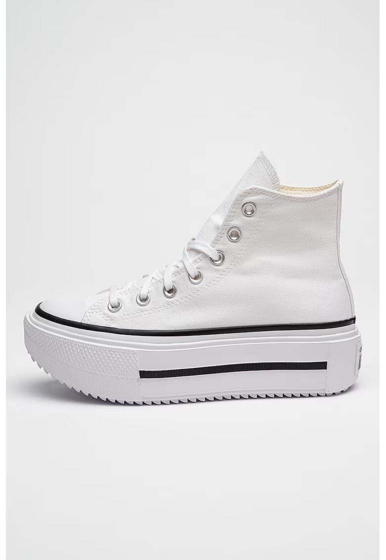Converse Кецове All Star Lift Double Stack с равна платформа - Бял/Избеляло черно