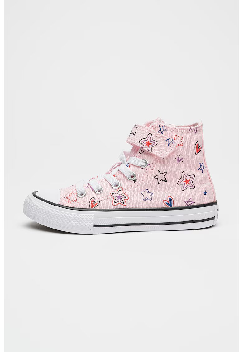 Converse Кецове Chuck Taylor All Star Doodles с висок профил - Червен/Пастелнорозов/Бял