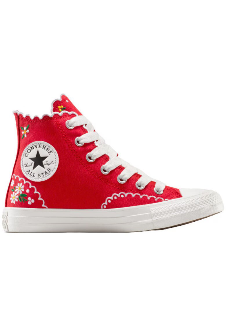 Converse Кецове Chuck Taylor All Star Embroidered Flowers High Top Унисекс - Червен