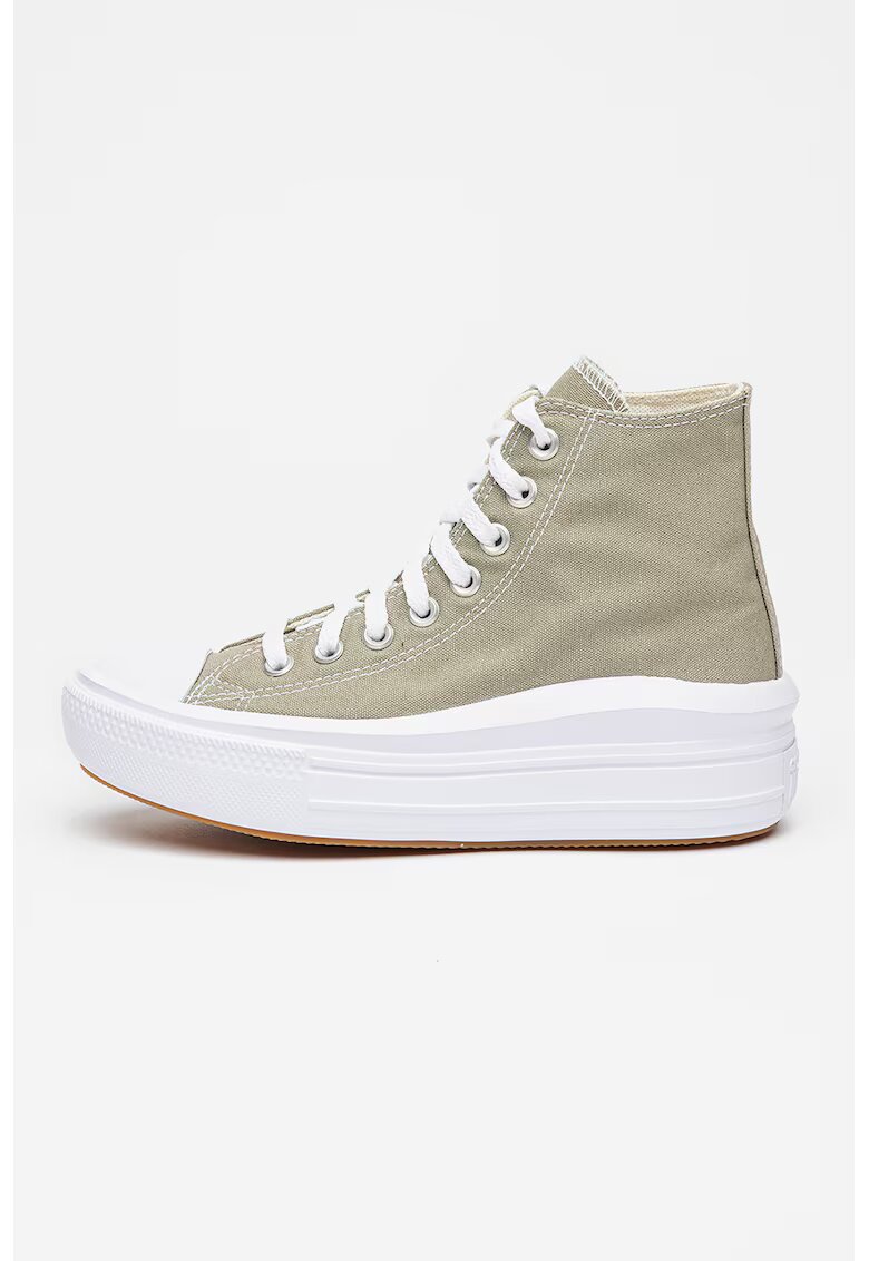 Converse Кецове Chuck Taylor All Star Move на равна платформа - Бял/Бледозелен