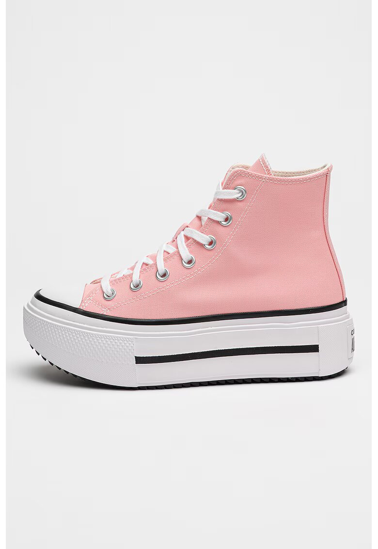 Converse Кецове Lift Double Stack с равна платформа - Бял/Розово