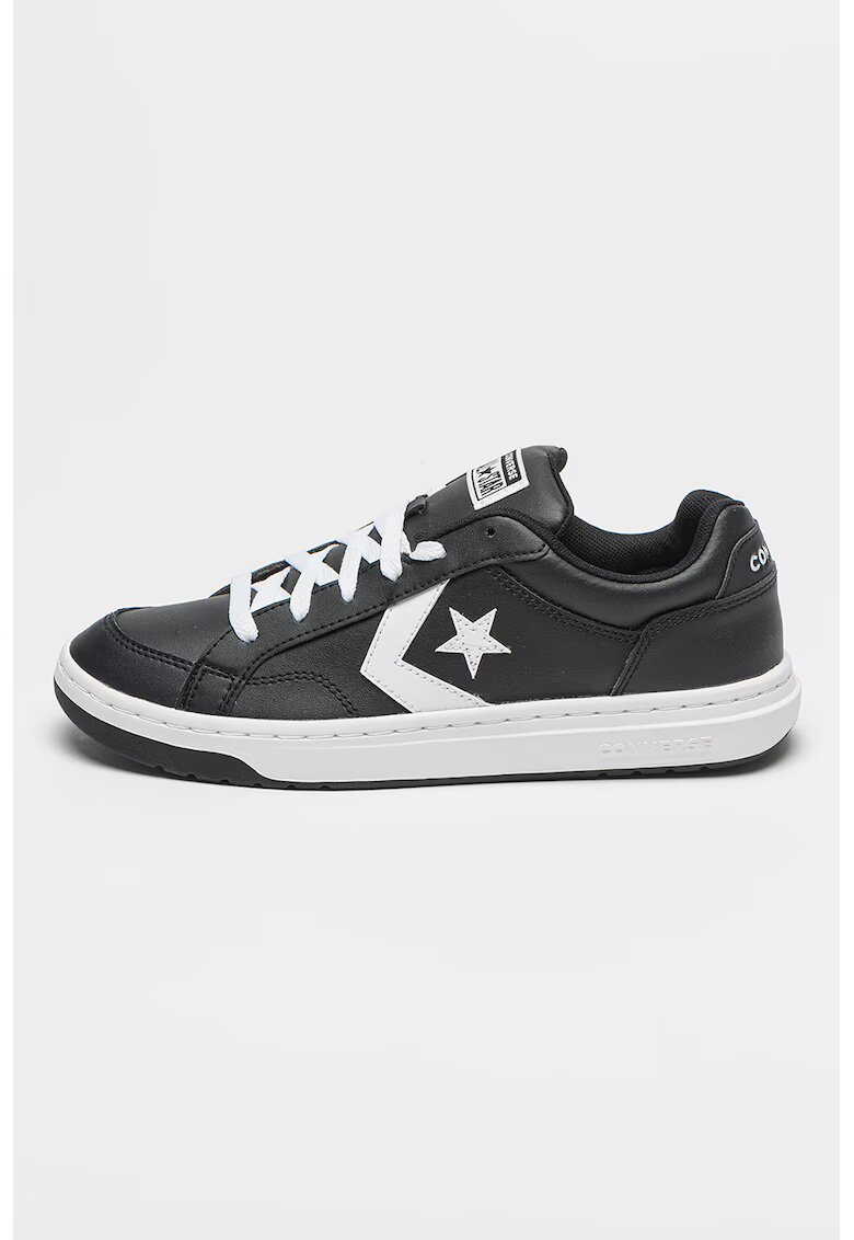 Converse Спортни обувки от еко кожа с пришито лого - Бял/Черен