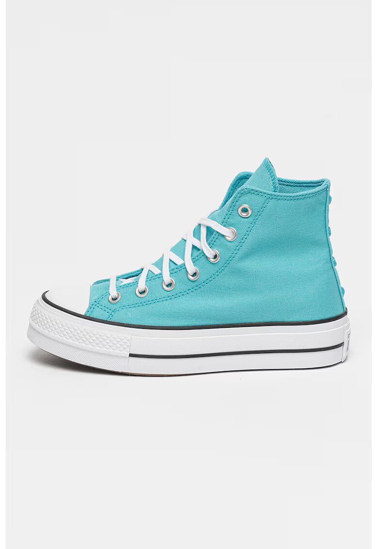 Converse Текстилни кецове с равна платформа и лого - Тюркоаз/Бял