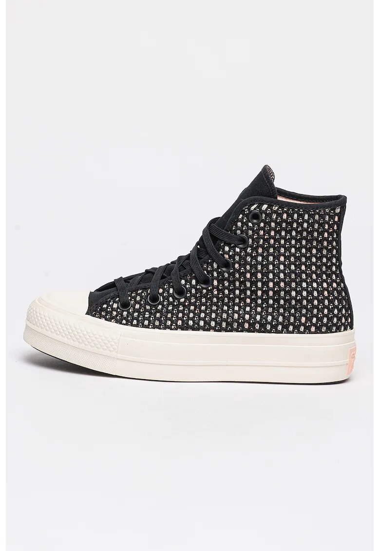 Converse Унисекс кецове Chuck Taylor All Star Lift с висок профил - Бял/Черен/Бледо розово