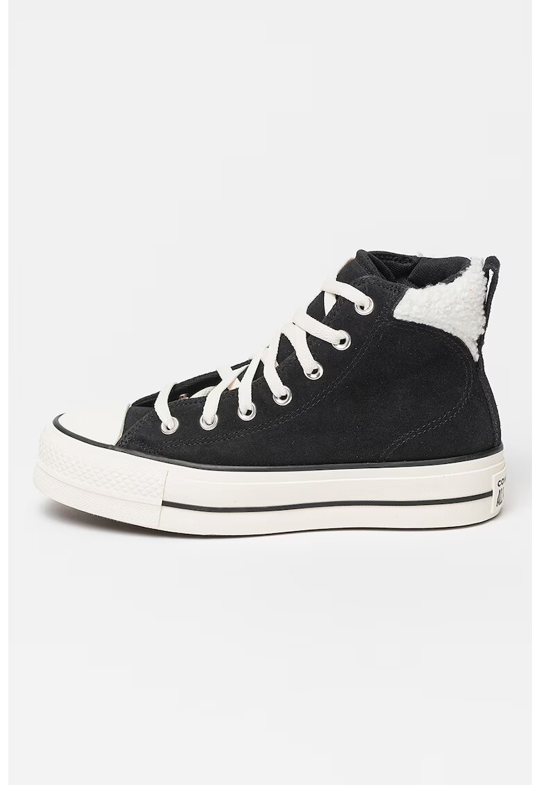 Converse Велурени кецове с еко пух - Бял/Черен