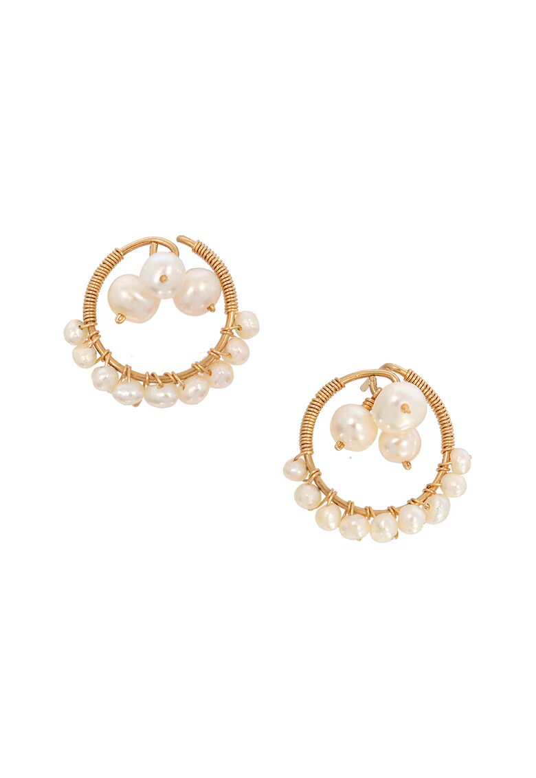 CORINA MARDARI 14K/20 Gold-filled Earrings With Pearls - Бял/Златист