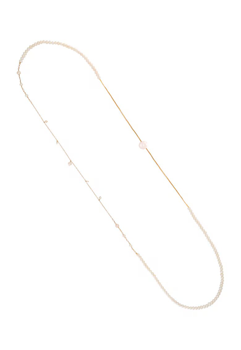 CORINA MARDARI 14K/20 Gold-filled Long Necklace With Freshwater Pearls - Бял/Златист
