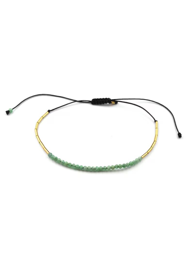 Corina Mardari  moonSun project Гривна - Корина Мардари & проект moonSun - Emerald Bar - златно покритие 14k/20 - изумруди - регулируема