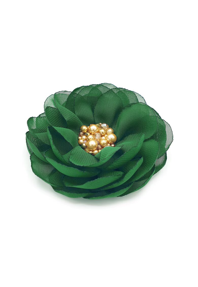 Corizmi Елегантна брошка голямо цвете - Хоризми - Green Floral Charm - воал