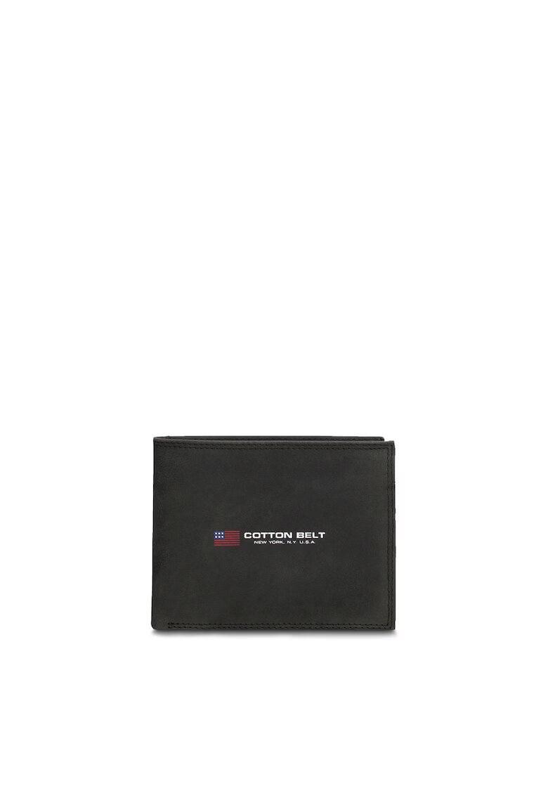 Cotton Belt Кожен портфейл с лого - Черен
