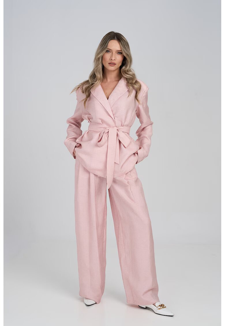 Couture de Marie Панталон с лен с басти - Пастелнорозов