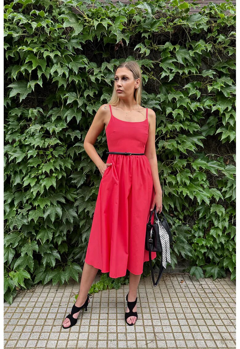 Couture de Marie Разкроена рокля с тънък колан - Корал