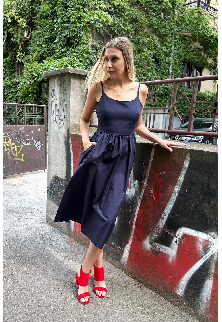 Couture de Marie Разкроена рокля с тънки презрамки - Тъмносин