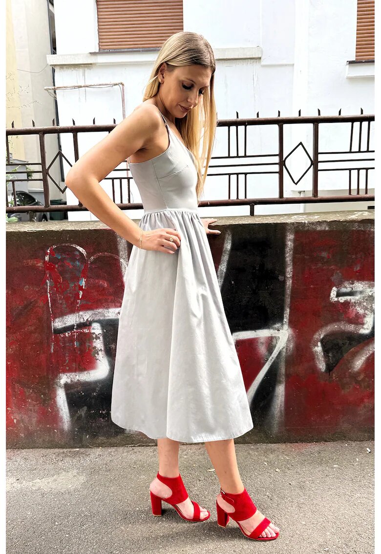 Couture de Marie Рокля с джобове встрани - Светло сив