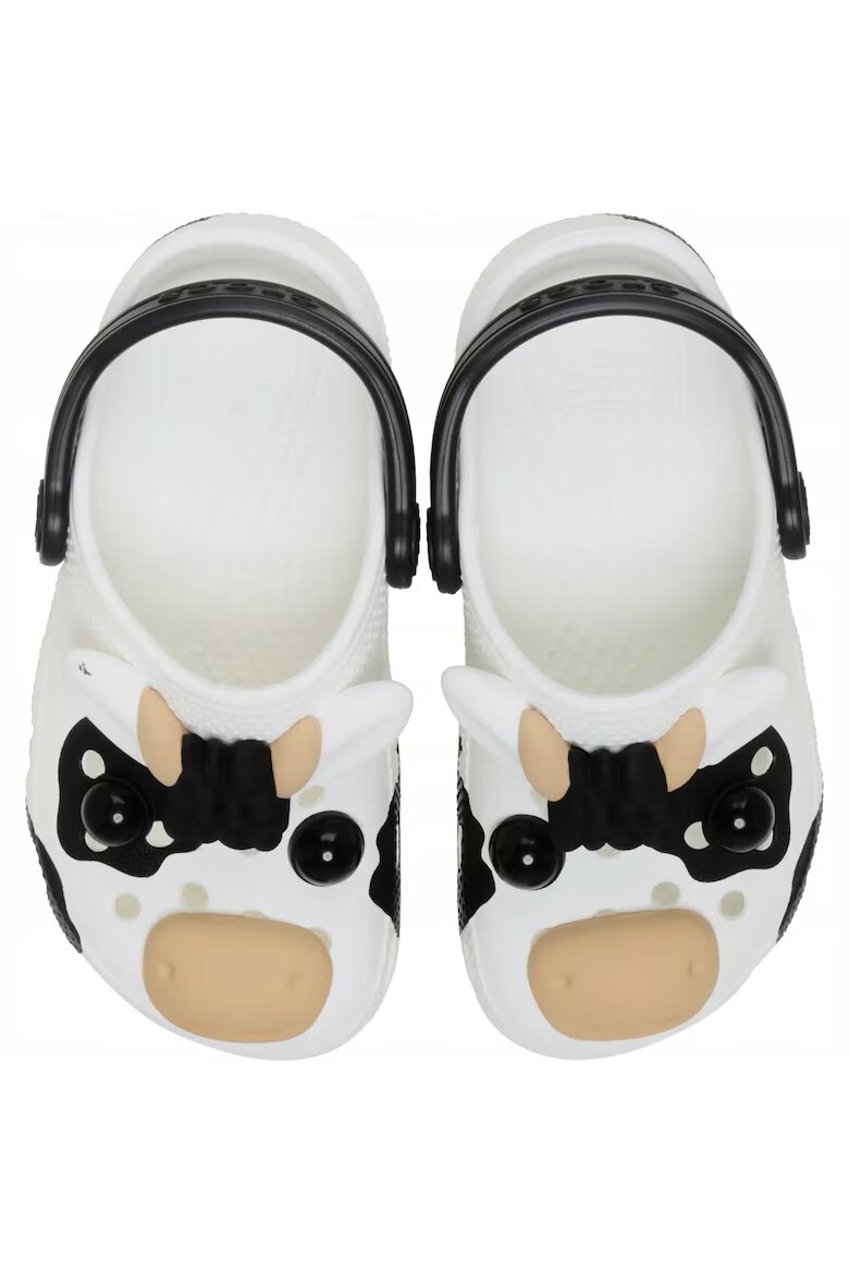 Crocs Детски чехли Classic Cow Glow бял Бял