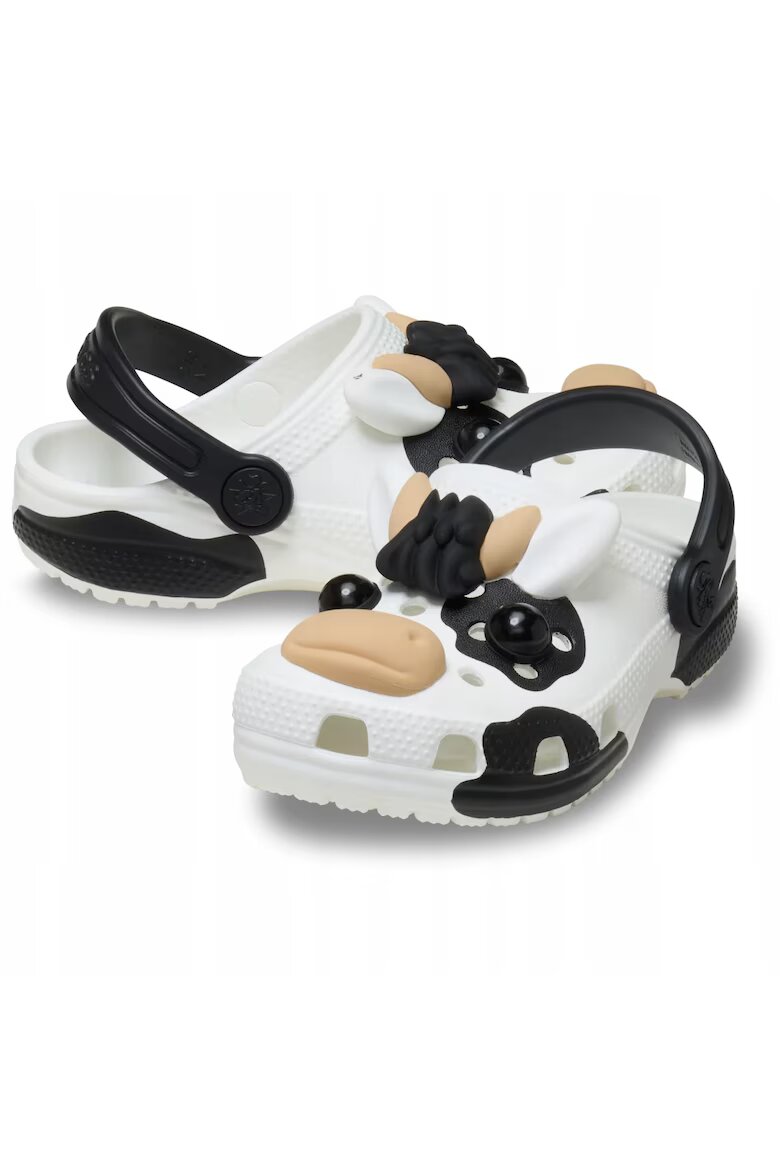 Crocs Детски чехли Classic Cow Glow бял Бял