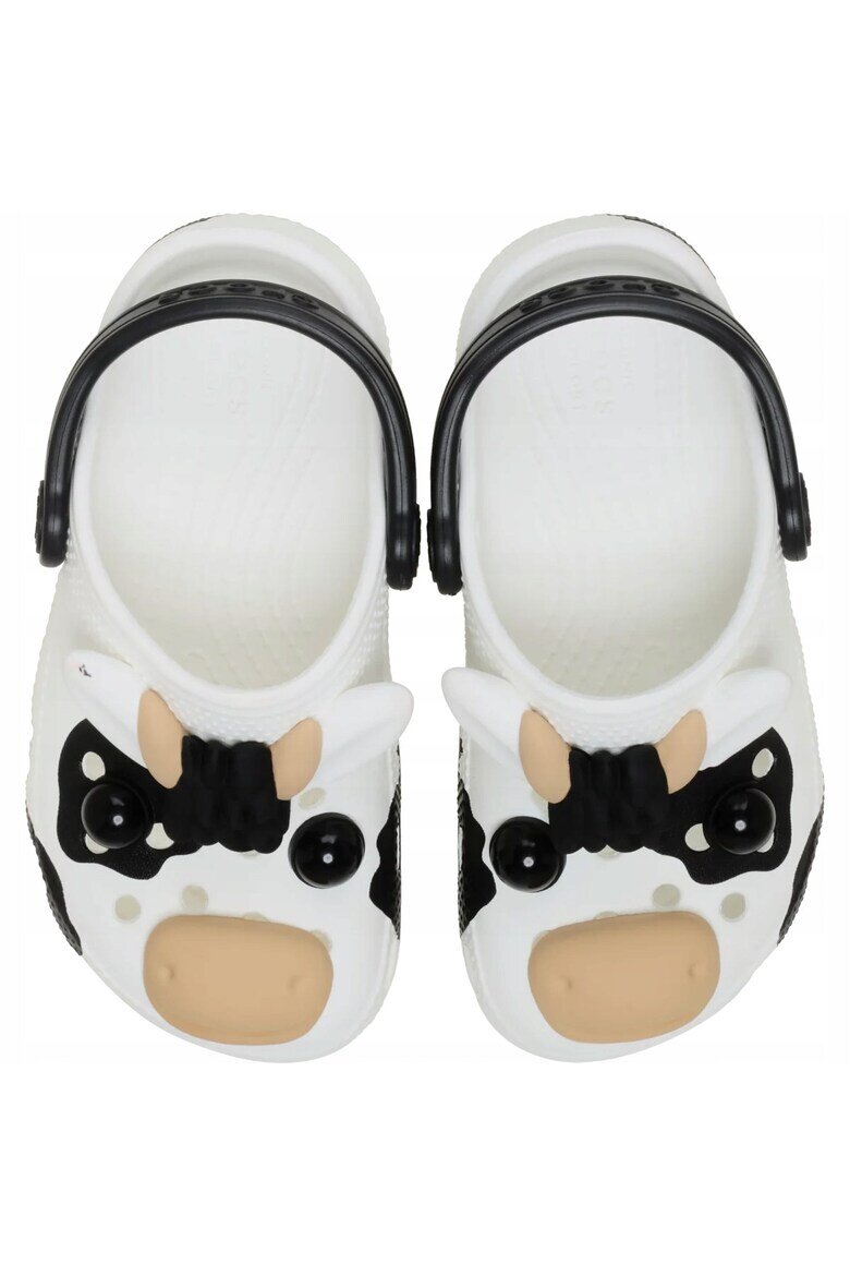 Crocs Детски чехли Classic Cow Glow бял Бял