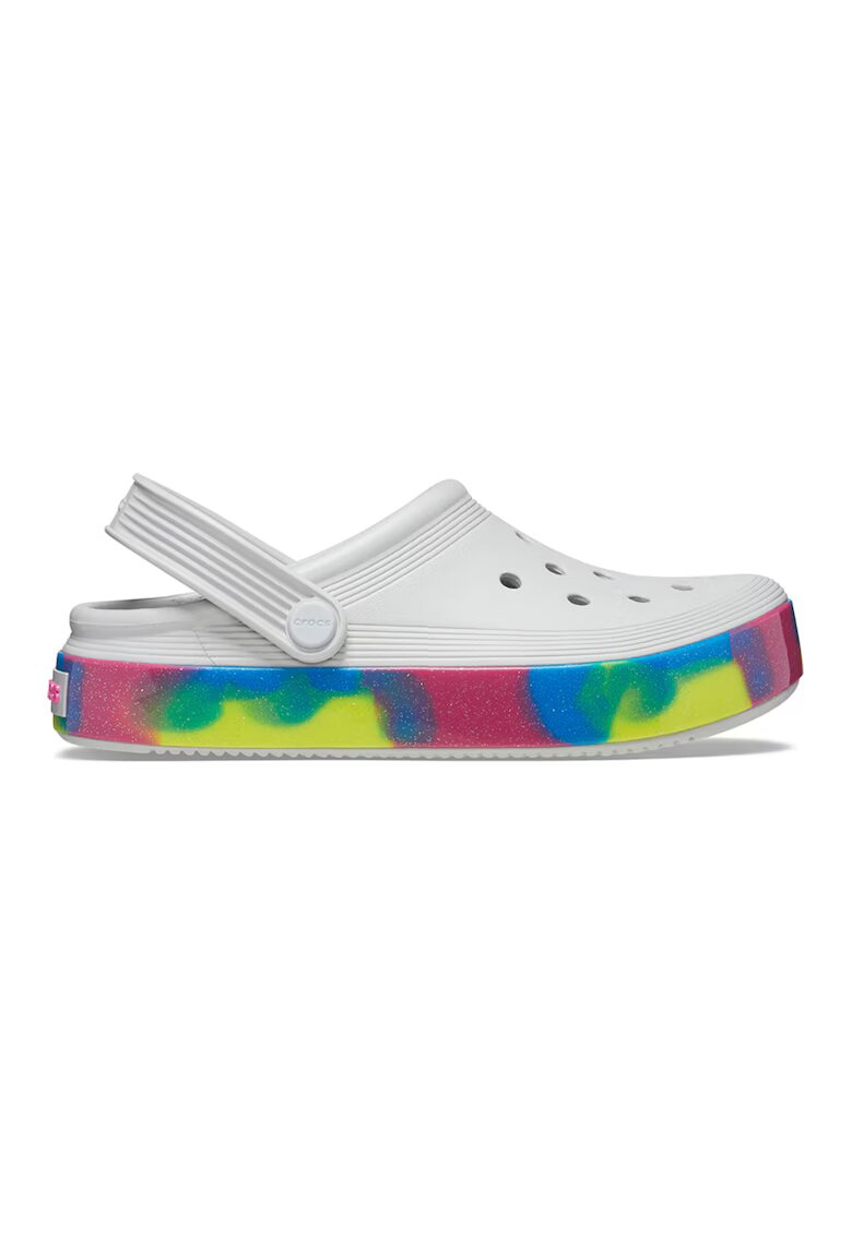 Crocs Крокс с бляскава лента - Светло сив/Розово/Син