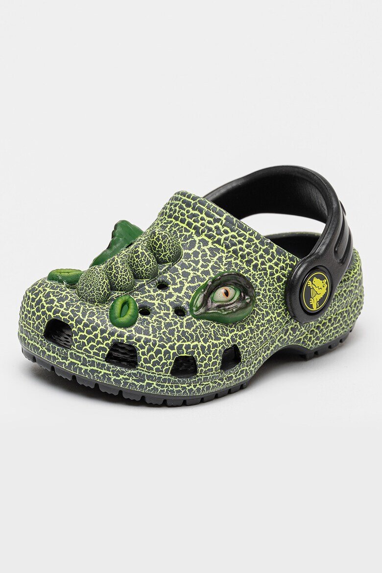 Crocs Крокс с дизайн на динозавър Черен/Електриково Зелено