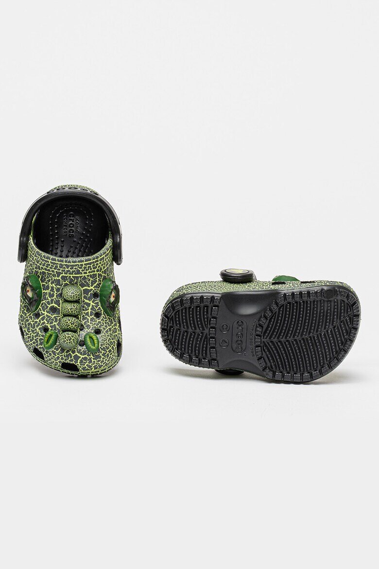 Crocs Крокс с дизайн на динозавър Черен/Електриково Зелено
