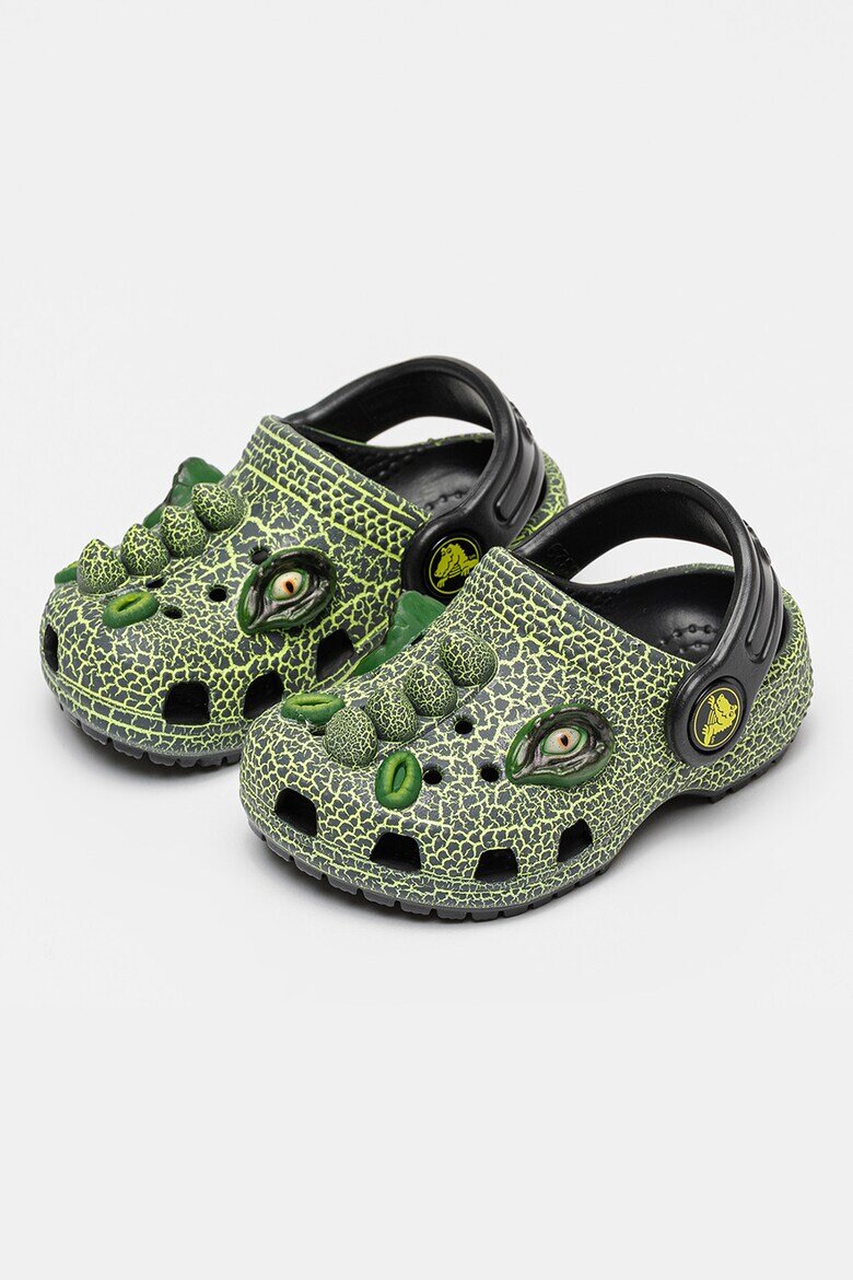 Crocs Крокс с дизайн на динозавър Черен/Електриково Зелено