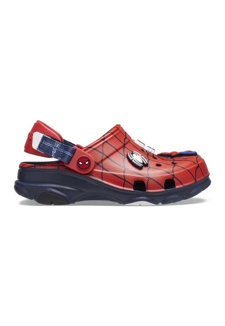 Crocs Крокс с каишка на петата и шарка на Spiderman - Червен/Син