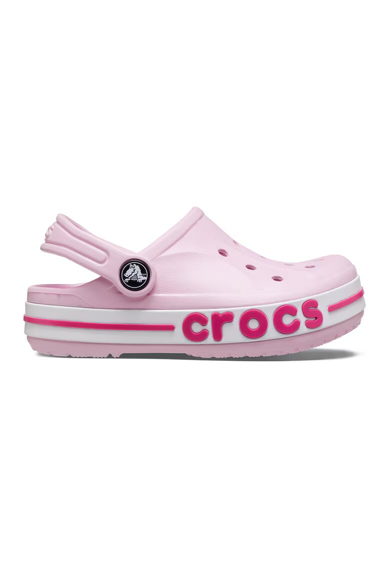 Crocs Крокс с отворена пета и релефно лого на подметката - Бял/Пастелнорозов