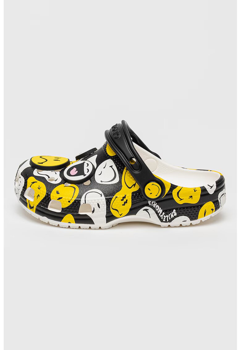 Crocs Крокс с принт Smiley Face - Черен/Жълт