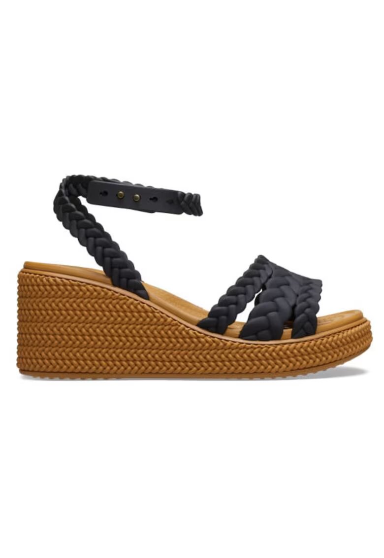 Crocs Сандали Brooklyn Woven Ankle Strap Wedge - Черен