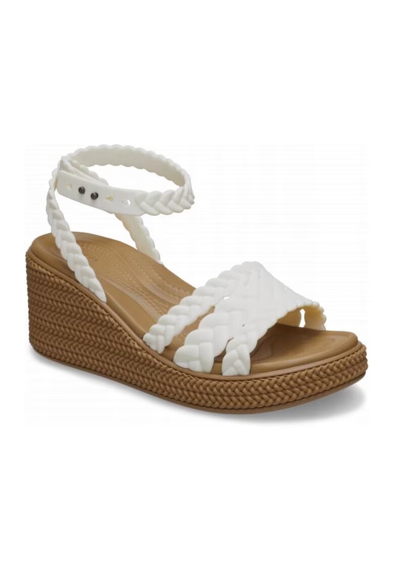 Crocs Сандали On Koturnie Women - Brooklyn Woven Ankle Strap 209994 Wedge - White - Бял