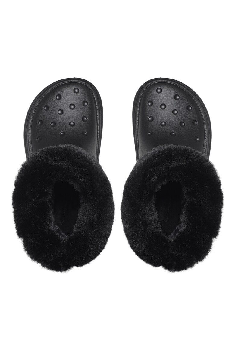 Crocs Унисекс боти с еко пух и лесно обуване Черен
