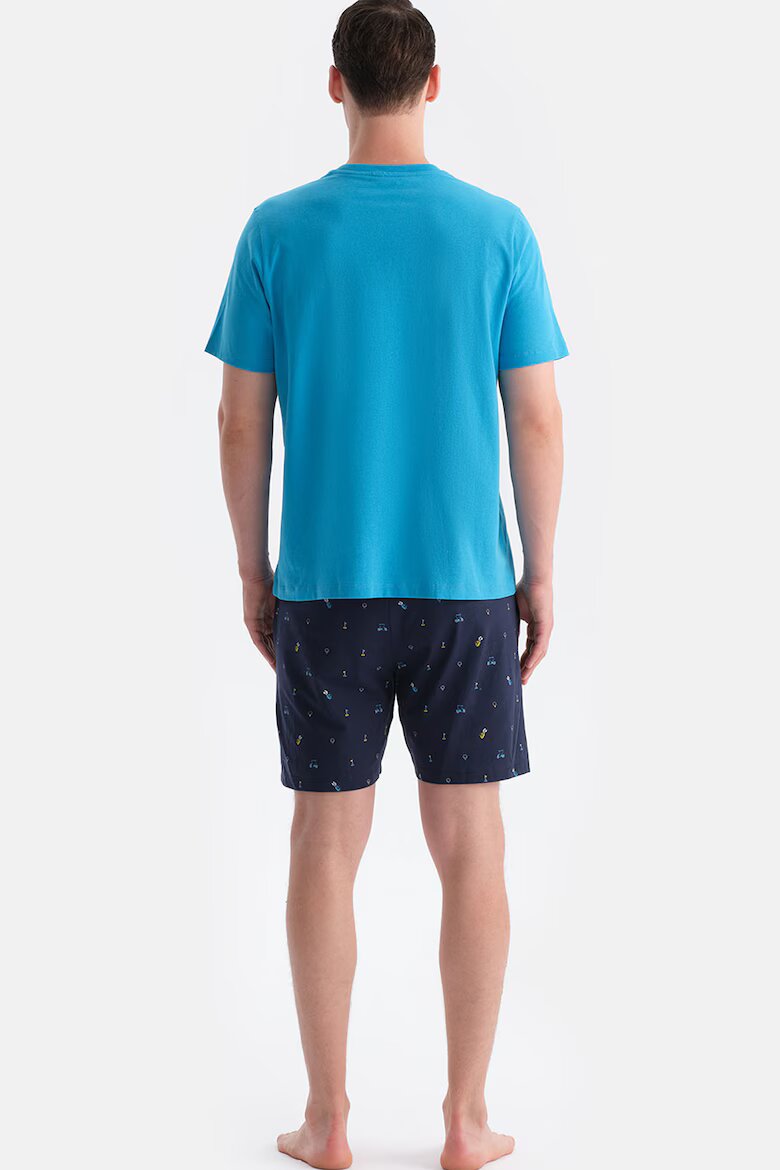 DAGI Къса памучна пижама с джобове Ледено синьо/Тъмносин