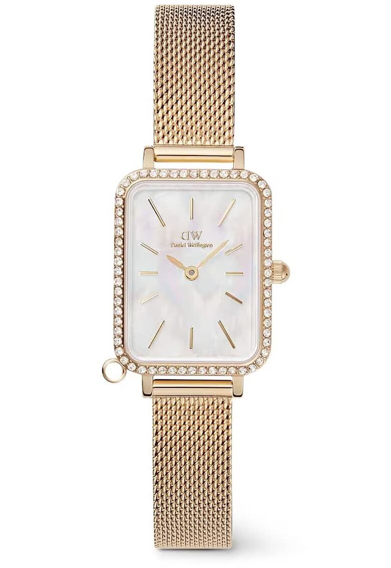 Daniel Wellington Часовник Дамски Quadro Crystal - Розово злато - Перла - Стоманена верижка - Кварцов механизъм