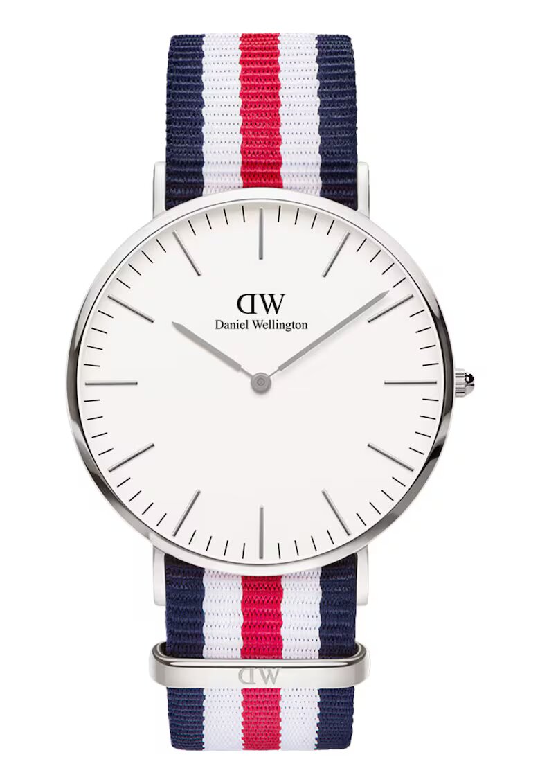 Daniel Wellington Мъжки часовник черен циферблат - неръждаема стомана - текстилна каишка