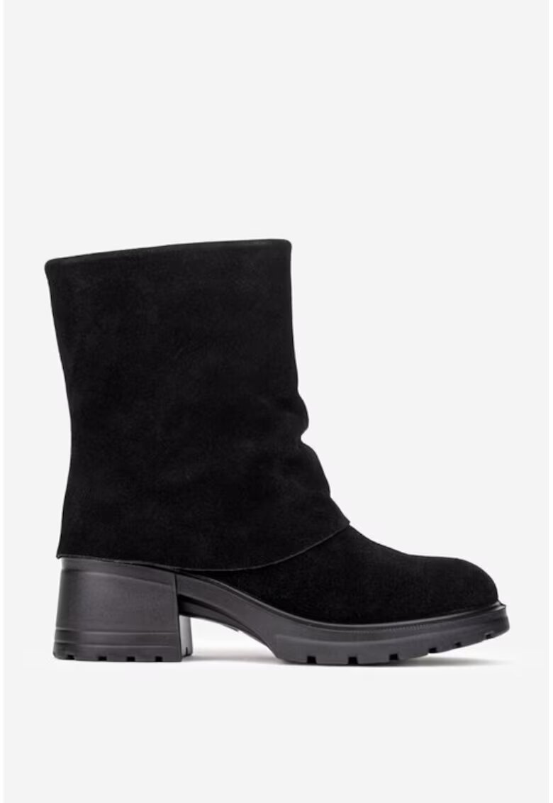 Dasha Suede Chunky Heeled Short Boots