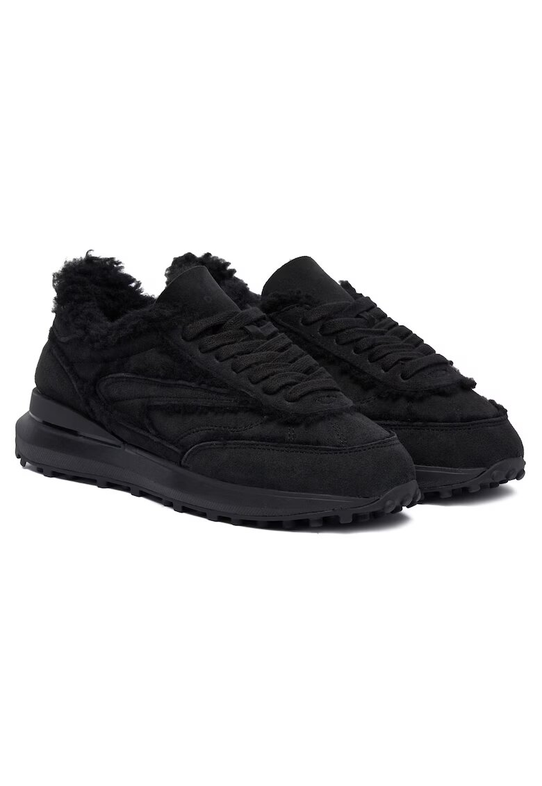 DATE Дамски кецове Athleta Shearling W4 - естествена кожа - черни