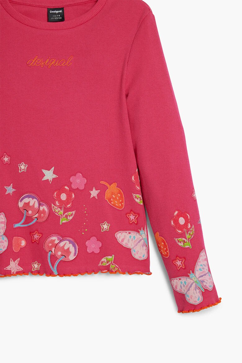 DESIGUAL Блуза с памук с овално деколте Розово