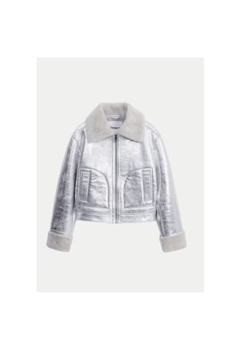 DESIGUAL Дамско яке - 304477270 - Рециклиран полиестер - Сребристо